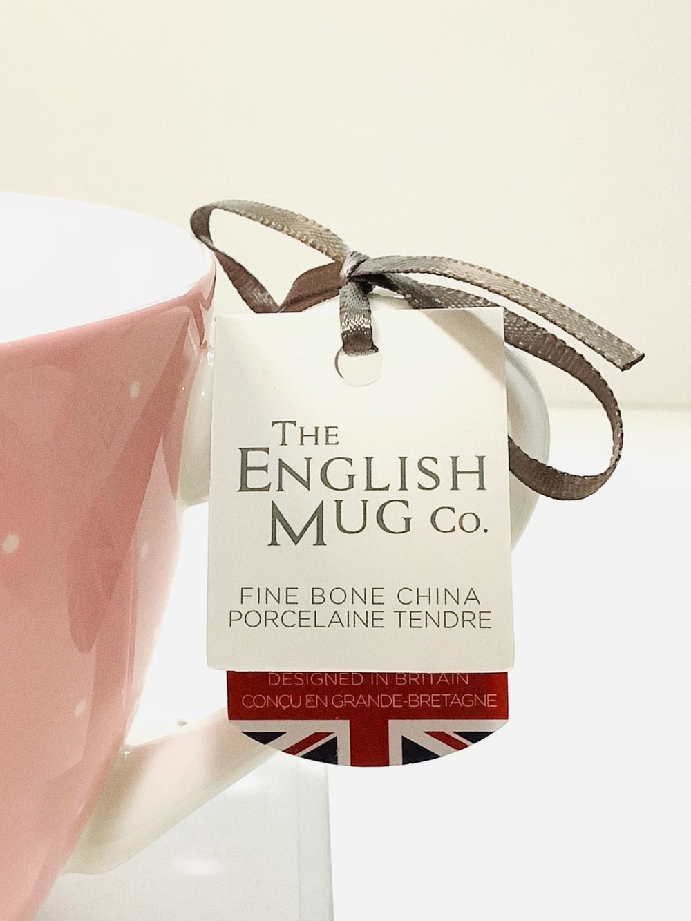 Fine Bone China The English Mug Co Pink Floral Rose Mug Blossoms Polka Dots NEW - Picture 6 of 8